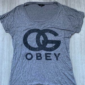 OBEY Grey U-Neck T-Shirt
